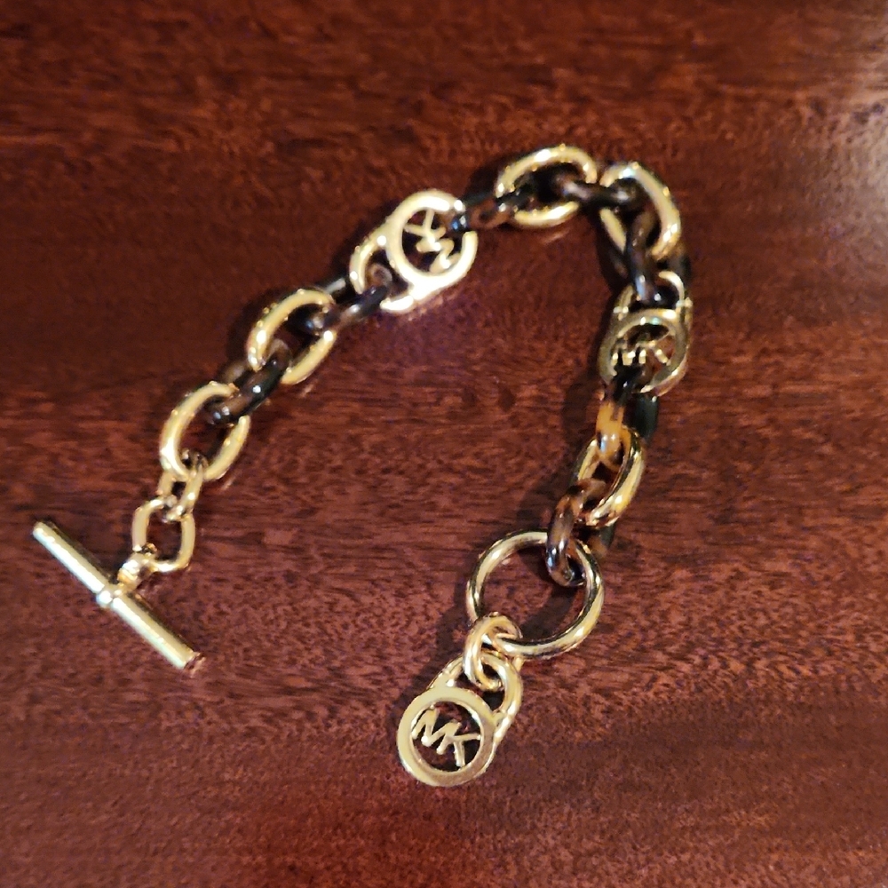 Michael Kors Gold and Tortoise Shell Chain Bracelet